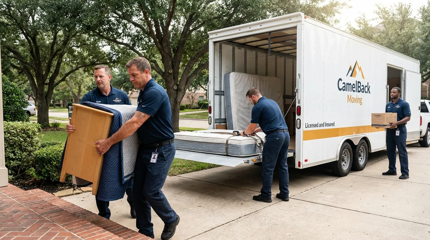 Crew loading residential truck for cross-state move from Tillson, NY