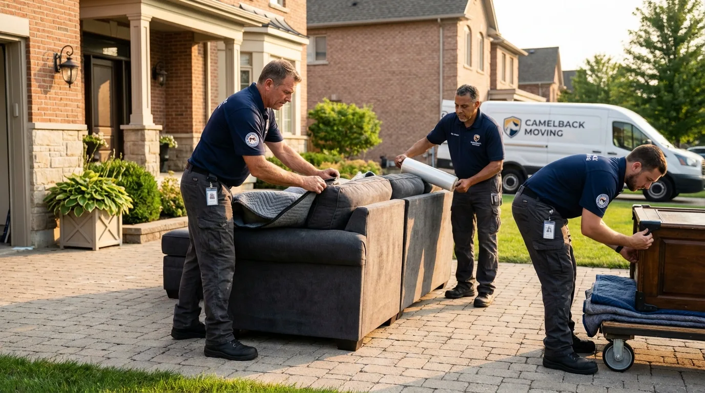 Large estate moving crew wrapping furniture in Tillson, NY